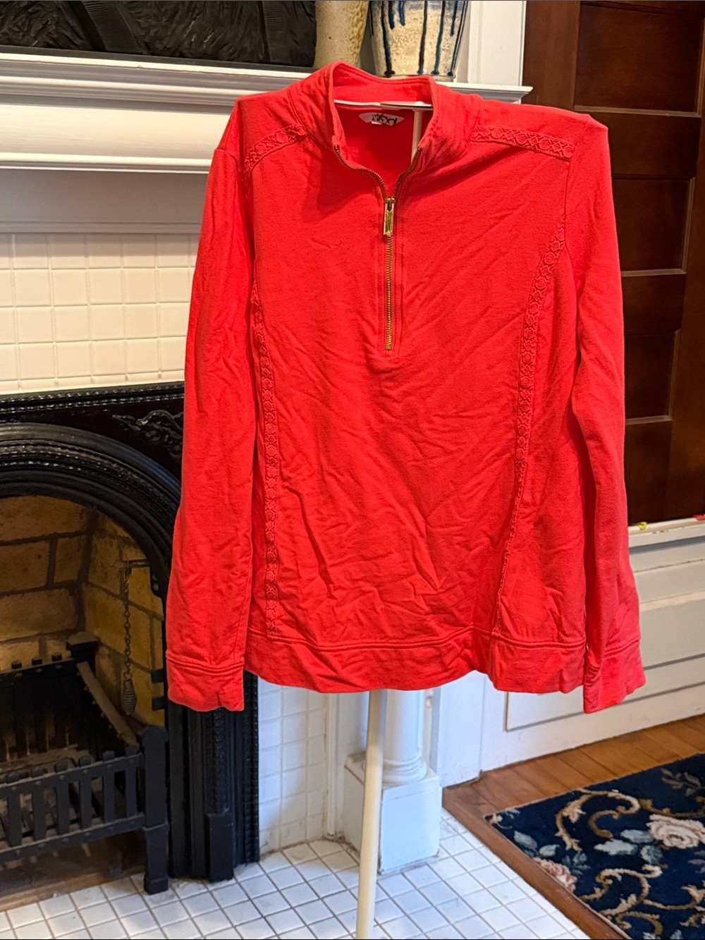 crown & ivy Bright Red Quarter-Zip Pullover- worn about 6 times. 69.50 retail